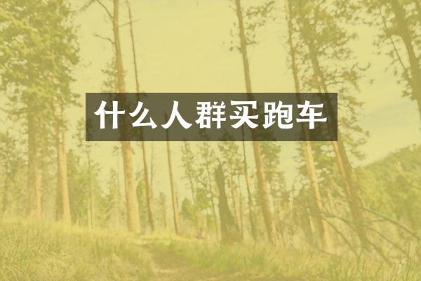 什么人群买跑车