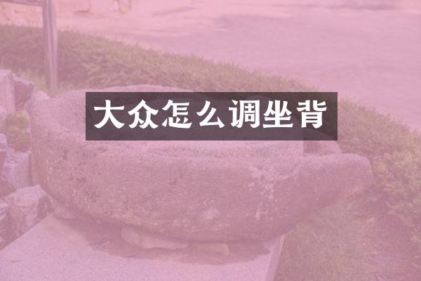 大众怎么调坐背