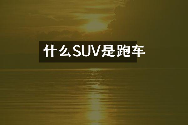 什么SUV是跑车