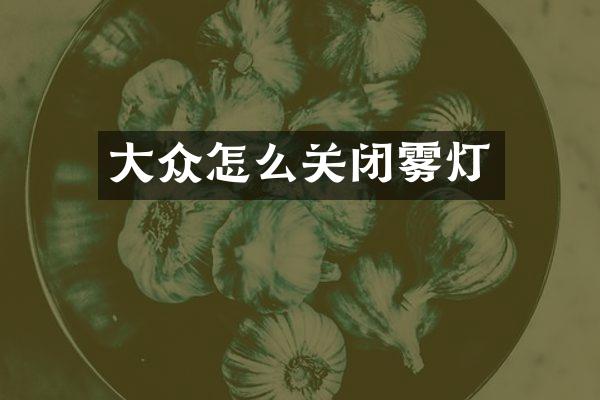 大众怎么关闭雾灯