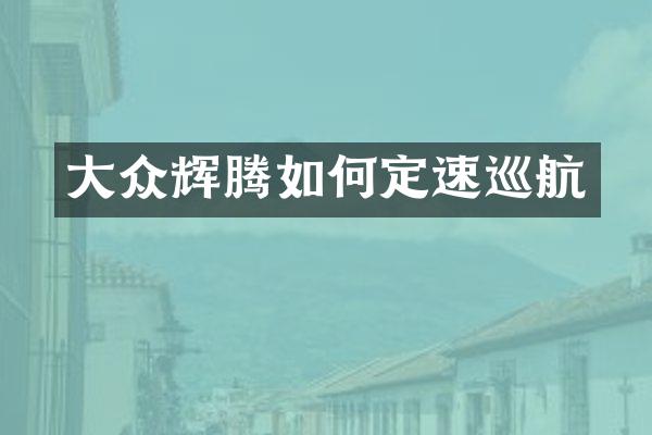 大众辉腾如何定速巡航
