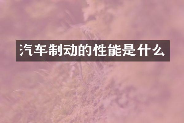 汽车制动的性能是什么
