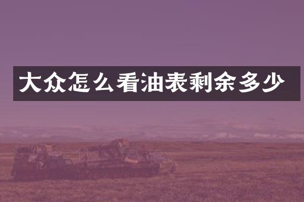 大众怎么看油表剩余多少