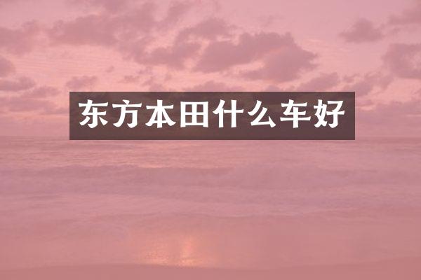 东方本田什么车好