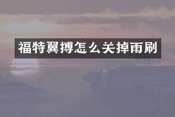 福特翼搏怎么关掉雨刷