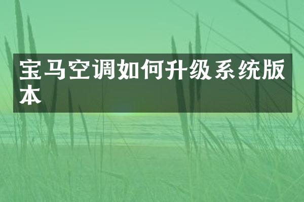 宝马空调如何升级系统版本