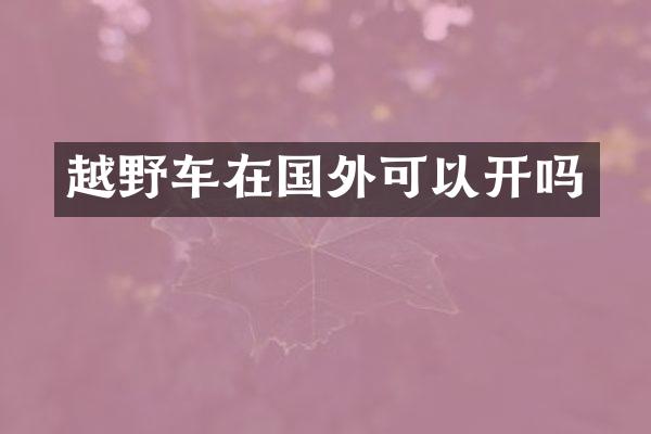 越野车在国外可以开吗