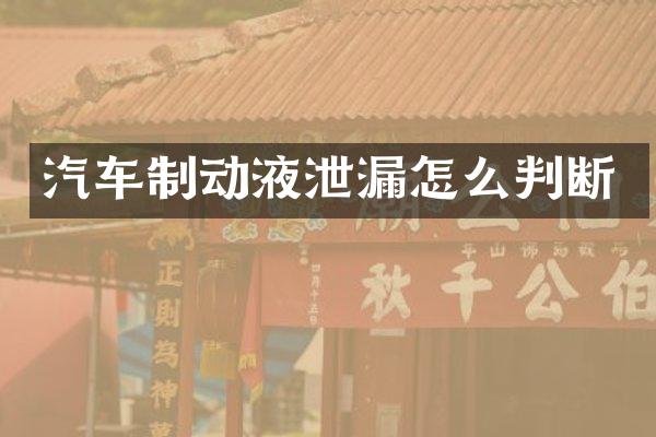汽车制动液泄漏怎么判断