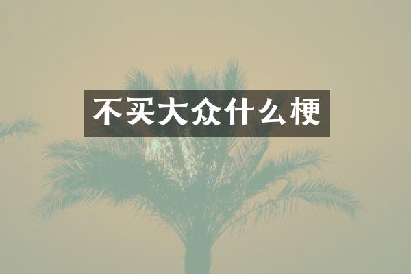 不买大众什么梗