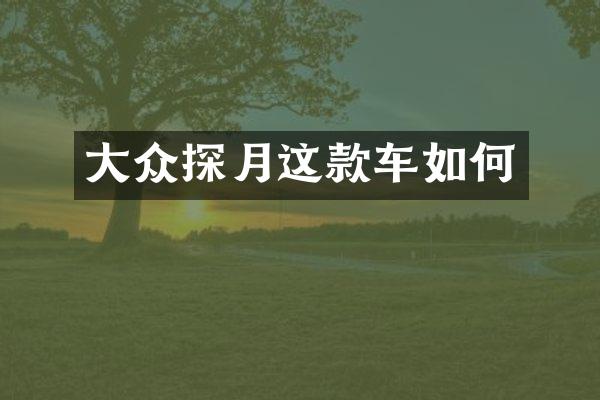 大众探月这款车如何