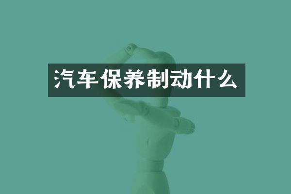 汽车保养制动什么