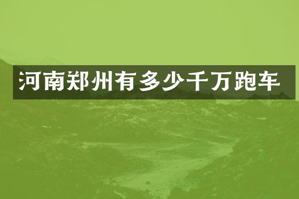 河南郑州有多少千万跑车