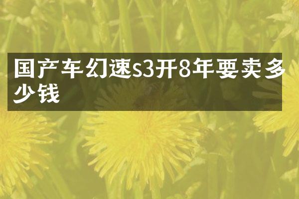 国产车幻速s3开8年要卖多少钱