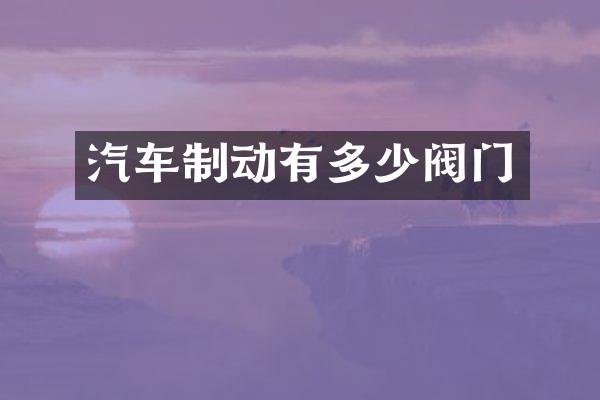 汽车制动有多少阀门