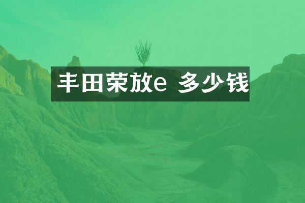 丰田荣放e 多少钱