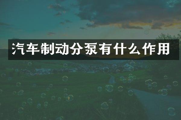 汽车制动分泵有什么作用