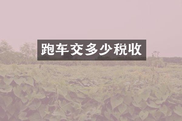 跑车交多少税收