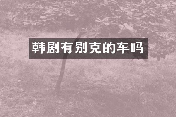 韩剧有别克的车吗