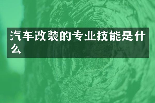 汽车改装的专业技能是什么