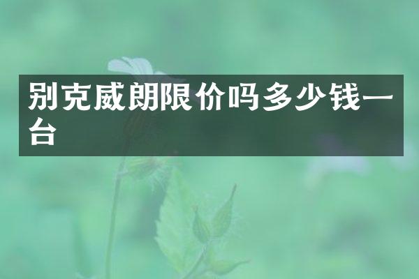 别克威朗限价吗多少钱一台