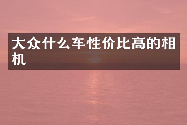 大众什么车性价比高的相机
