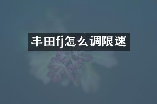 丰田fj怎么调限速