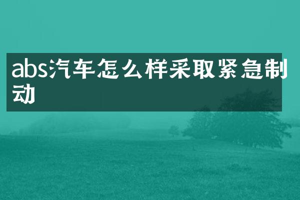 abs汽车怎么样采取紧急制动
