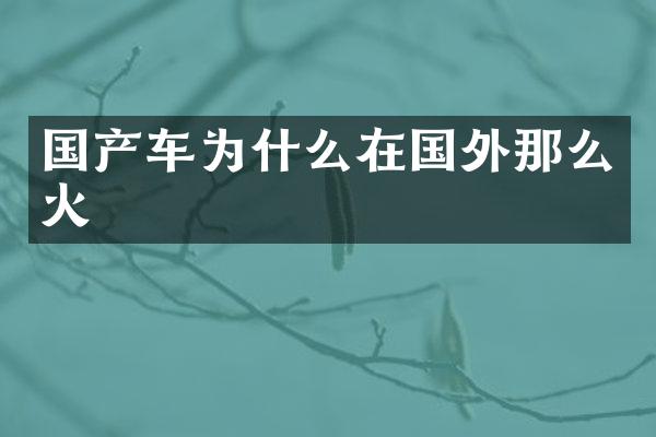 国产车为什么在国外那么火