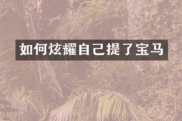 如何炫耀自己提了宝马