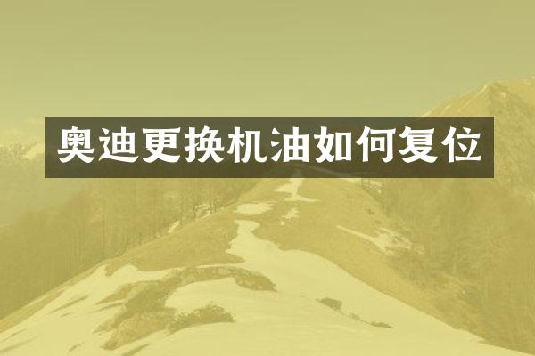 奥迪更换机油如何复位