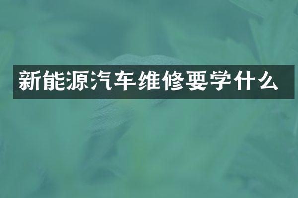 新能源汽车维修要学什么