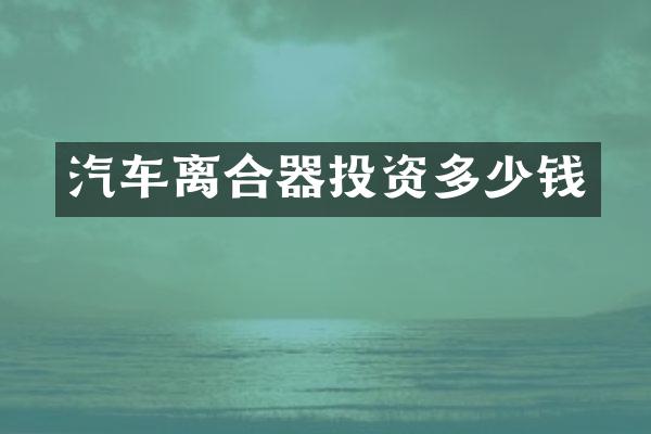 汽车离合器投资多少钱