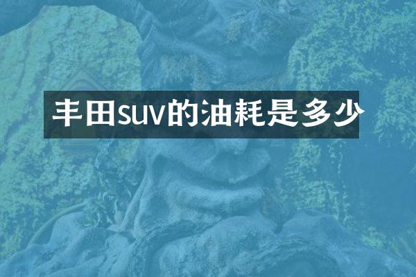 丰田suv的油耗是多少