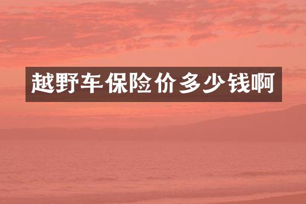 越野车保险价多少钱啊