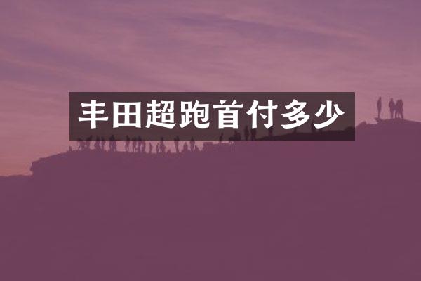 丰田超跑首付多少