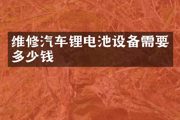 维修汽车锂电池设备需要多少钱