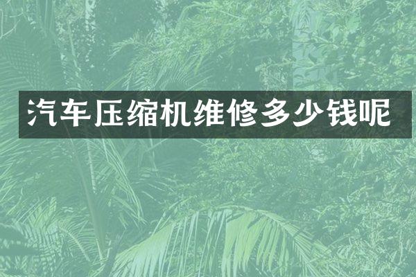 汽车压缩机维修多少钱呢