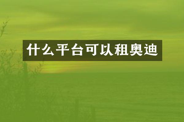 什么平台可以租奥迪
