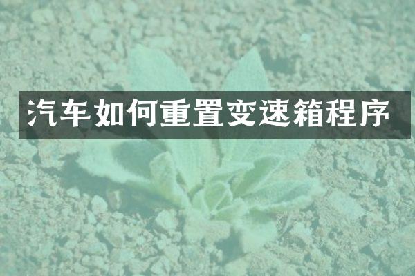 汽车如何重置变速箱程序