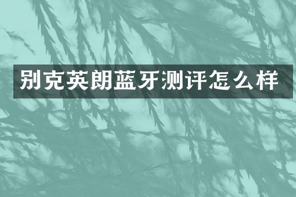 别克英朗蓝牙测评怎么样