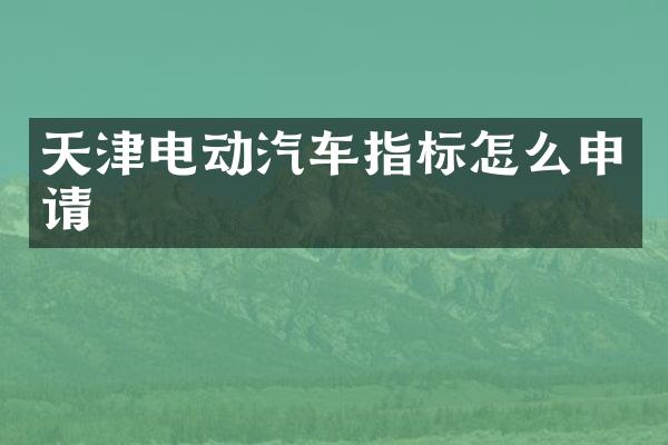 天津电动汽车指标怎么申请