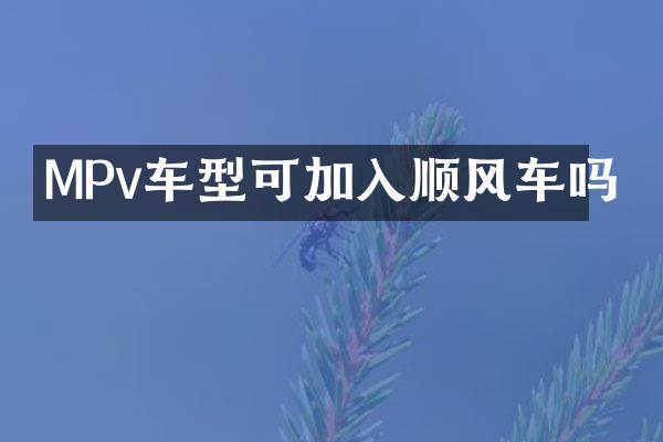 MPv车型可加入顺风车吗