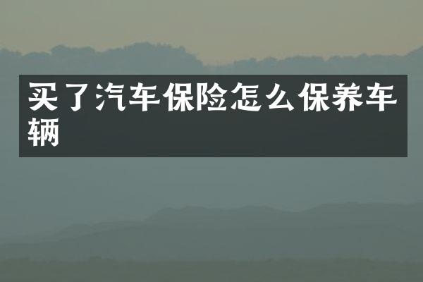 买了汽车保险怎么保养车辆