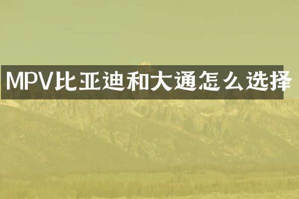 MPV比亚迪和大通怎么选择