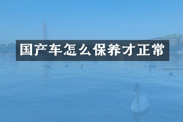 国产车怎么保养才正常