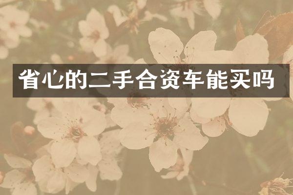 省心的二手合资车能买吗