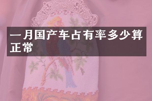 一月国产车占有率多少算正常