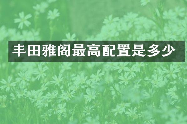 丰田雅阁最高配置是多少