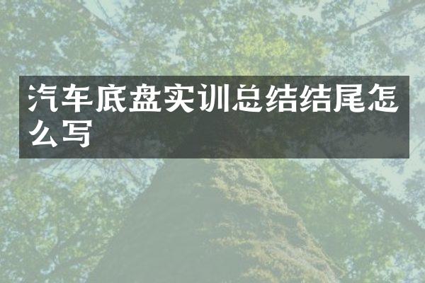汽车底盘实训总结结尾怎么写