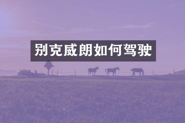 别克威朗如何驾驶